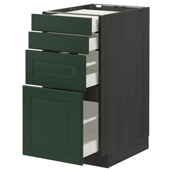 Напольный шкаф 4 фронтальных панели, 4 ящика, черный/Будбин темно-зеленый 40x60 см IKEA МЕТОД / МАКСИМЕРА 093.317.41 - схема-чертеж с размерами