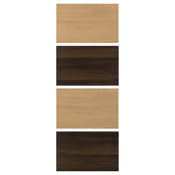 MEHAMN 4 панели д/рамы раздвижной дверцы - темно-коричневый под дуб/под дуб 75x201 см - фото 1