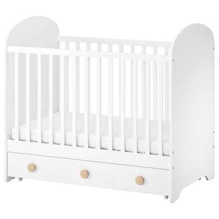 Детская кроватка с ящиком, белый, 60x120 см IKEA GONATT ГУНАТ 304.670.92