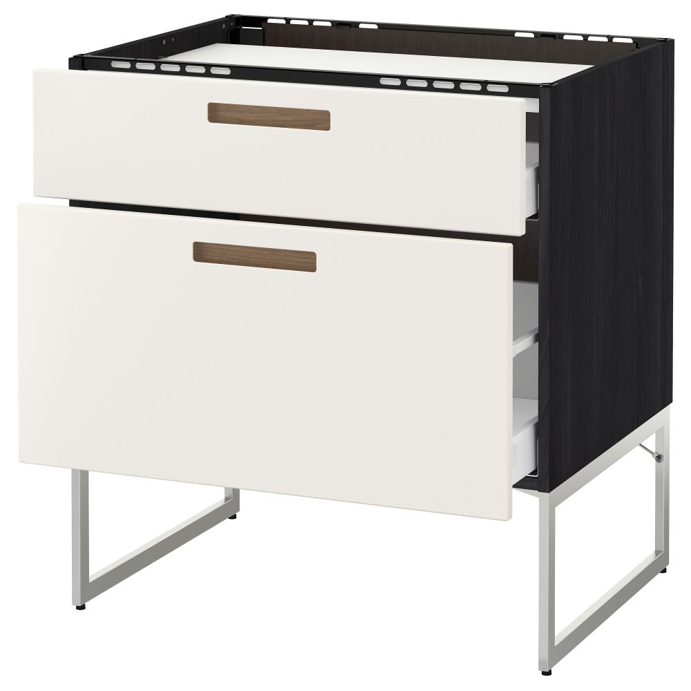 Напольный шкаф, 2 фронтальных панели, 3 ящика МЕТОД / МАКСИМЕРА, черный, Мэрста белый - схема-чертеж с размерами