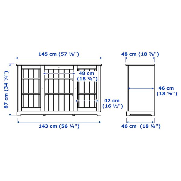 Сервант, белый 145x87 см IKEA LIATORP ЛИАТОРП 504.397.29 - схема-чертеж с размерами