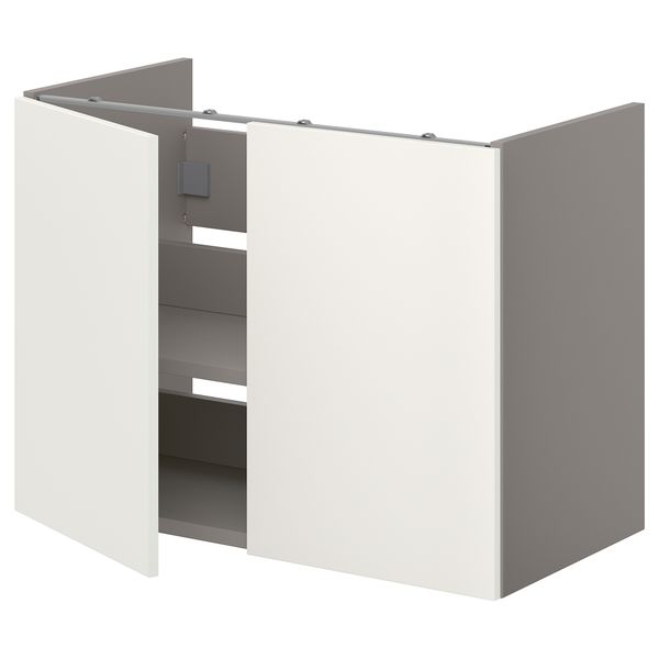 Напольный шкаф для раковины, полка, двери, 80x42x60 см, серый-белый IKEA BEGIVENHET БЕГИВЕНХЕТ 193.224.49 - фото 1