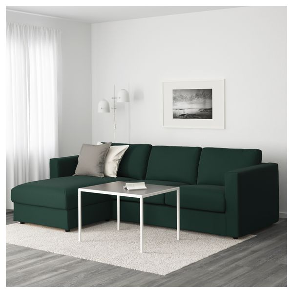 3-местный диван ВИМЛЕ, с козеткой, Гуннаред темно-зеленый - фото 2