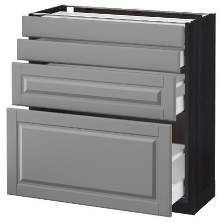 Напольный шкаф 4 фронтальных панели, 4 ящика МЕТОД / МАКСИМЕРА, черный, Будбин серый