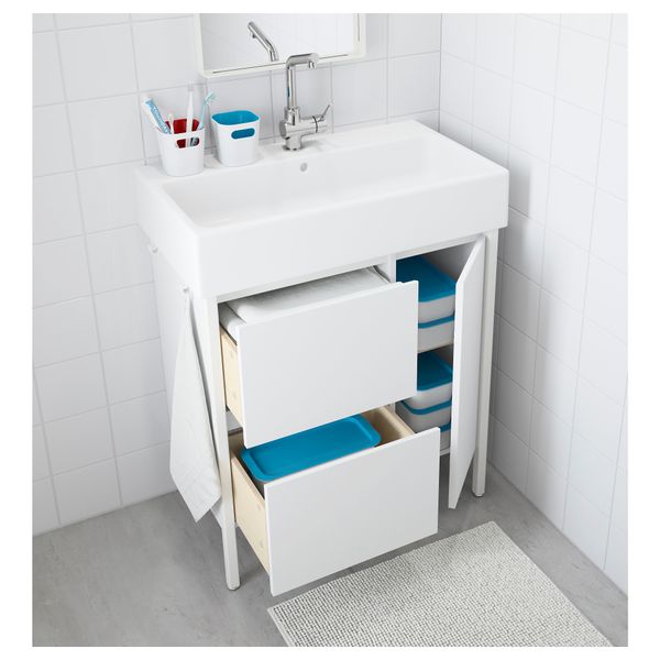 Шкаф для/раковины, 2 ящика, 1 дверь ИДДИНГЕН, белый (74x90 см) - фото 2