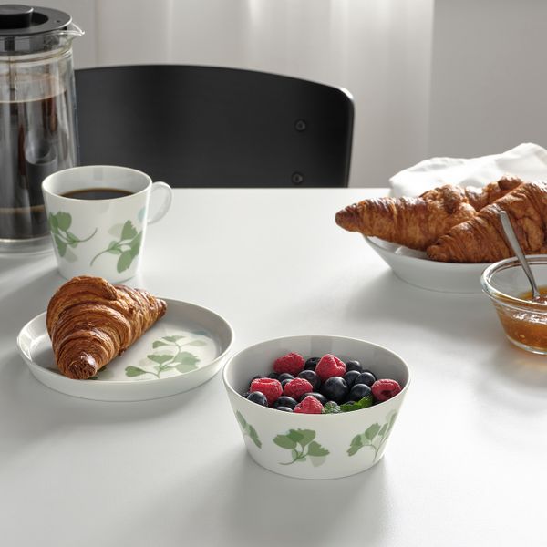 Миска, орнамент «листья» белый/зеленый 13 см IKEA STILENLIG СТИЛЕНЛИГ 804.834.57 - фото 4