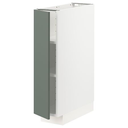 Напольный шкаф с полками, белый, Bodarp серо-зеленый, 20x60 см IKEA METOD МЕТОД 494.604.63