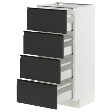 Напольный шкаф 4 фасада,4 ящика, белый, Upplöv матовый антрацит, 40x37 см IKEA METOD МЕТОД, MAXIMERA МАКСИМЕРА 494.930.34