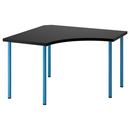 Угловой стол, черно-коричневый/синий 120x120 см IKEA LINNMON ЛИННМОН / ADILS АДИЛЬС 492.790.29