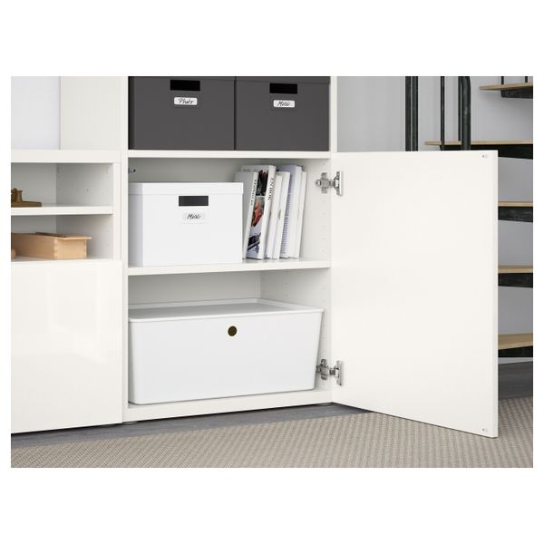 Шкаф для ТВ, комбинированный, стекляные дверцы, белый/Сельсвикен глянцевый, белый матовое стекло 300x42x231 см IKEA BESTÅ БЕСТО - фото 6