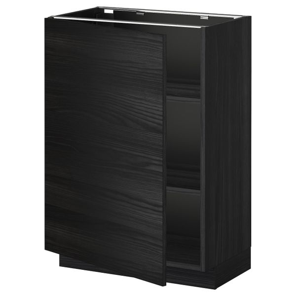 Напольный шкаф с полками, черный, Тингсрид черный 60x37 см IKEA МЕТОД 592.318.19 - схема-чертеж с размерами