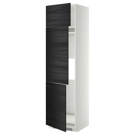 Высокий шкаф для холодильника или морозильника, с 3 дверями МЕТОД, белый, Тингсрид черный