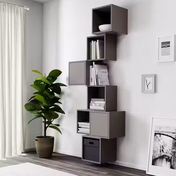 EKET Комбинация настенных шкафов - темно-серый 80x35x210 см - фото 2