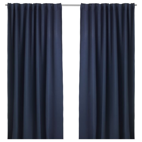 Гардины, блокирующие свет, 1 пара ВЕРНА, темно-синий (145x300 см) - фото 1