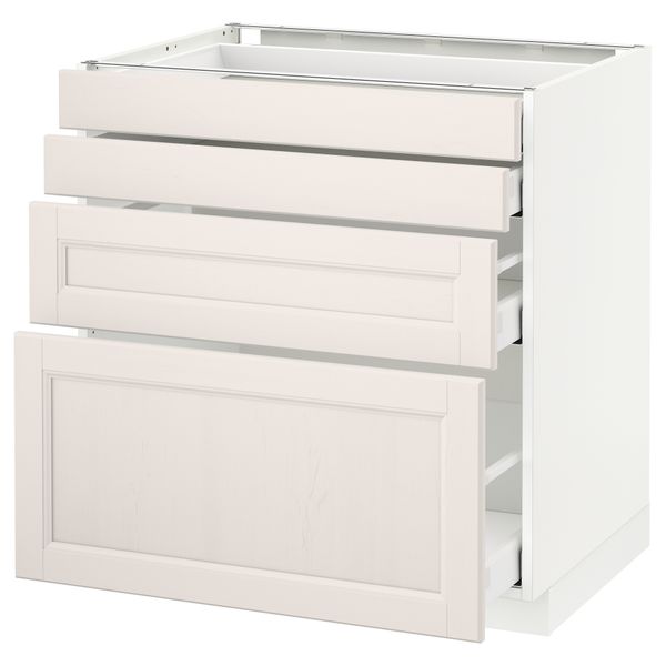 Напольный шкаф 4 фронтальных панели, 4 ящика МЕТОД / МАКСИМЕРА, белый, Лаксарби белый - схема-чертеж с размерами
