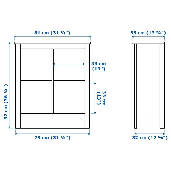 Стеллаж ТОМНЭС, белый (81x92 см) - схема-чертеж с размерами