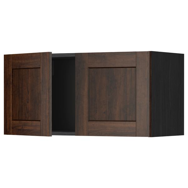 Навесной шкаф с 2 дверями МЕТОД, черный, Эдсерум коричневый (80x40 см) - схема-чертеж с размерами