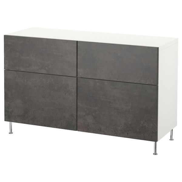 Комбинация для хранения с дверцами/ящ, белый Кэлльв/Сталларп/темно-серый под бетон 120x40x74 см IKEA BESTÅ БЕСТО 792.766.61 - фото 1