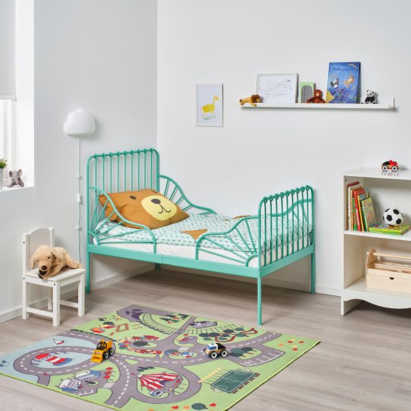 Раздвижная кровать с реечным дном, бирюзовый 80x200 см IKEA MINNEN МИННЕН 293.237.59 - фото 2