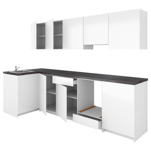 Кухня, глянцевый белый 120x300x220 см IKEA KNOXHULT КНОКСХУЛЬТ 494.035.66 - фото 1