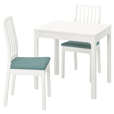 Стол и 2 стула, белый/Хакебу светлая бирюза 80/120 см IKEA EKEDALEN ЭКЕДАЛЕН / EKEDALEN ЭКЕДАЛЕН 594.294.05