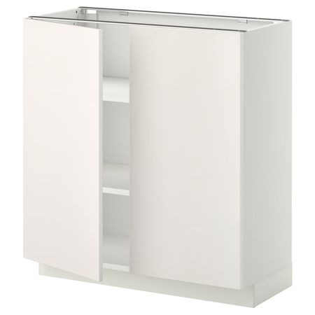 METOD Напольный шкаф с полками/2дверцами - белый/Veddinge белый 80x37 см