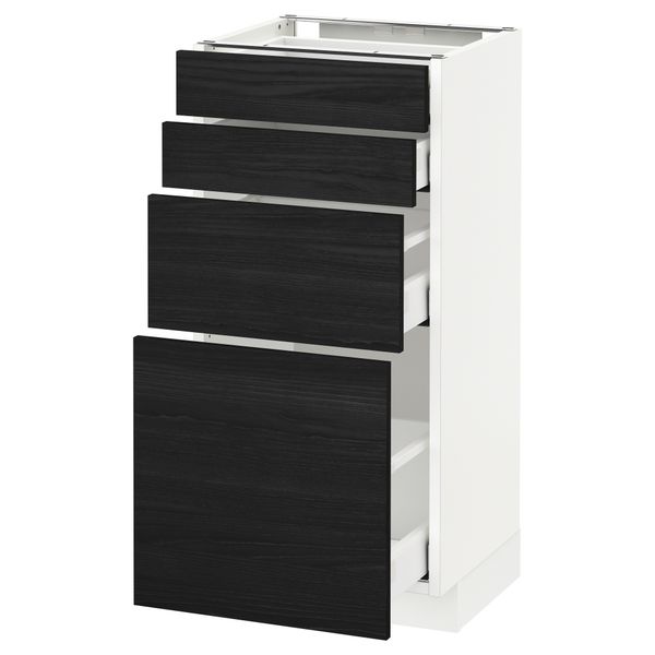Напольный шкаф 4 фронтальных панели, 4 ящика МЕТОД / МАКСИМЕРА, белый, Тингсрид черный - схема-чертеж с размерами