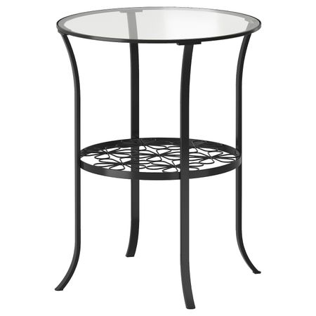 Придиванный столик, черный-прозрачное стекло 49x62 см IKEA KLINGSBO КЛИНГСБУ 303.841.67