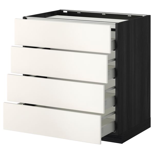 Напольный шкаф, 4 фронтальных панели, 4 ящика МЕТОД / МАКСИМЕРА, черный, Веддинге белый - фото 1