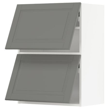 Навесной шкаф, 2 дверцы, горизонтал, белый/Будбин серый 60x80 см IKEA МЕТОД 992.271.32