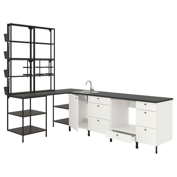 Угловая кухня, антрацит/белый IKEA ENHET 593.380.66 - фото 2