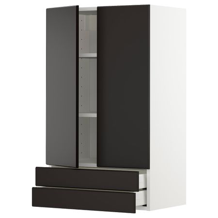 Навесной шкаф/2дверцы/2ящика, белый/Кунгсбакка антрацит 60x100 см IKEA METOD МЕТОД 593.011.00