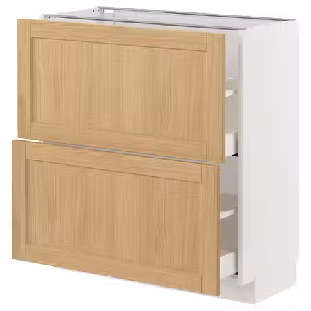 METOD / MAXIMERA Напольный шкаф с 2 ящиками - белый/Forsbacka дуб 80x37 см