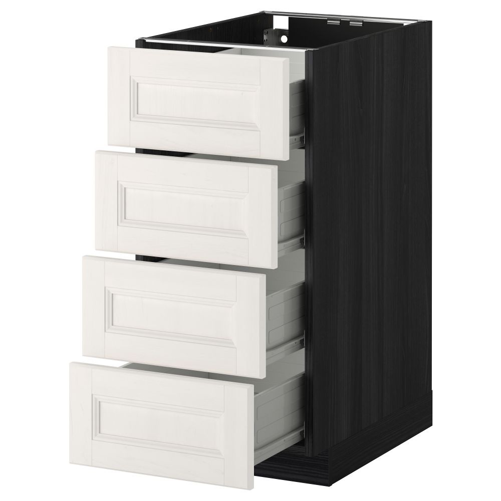 Напольный шкаф 4 фронтальных панели/4 ящика МЕТОД / ФОРВАРА, черный, Лаксарби белый - схема-чертеж с размерами