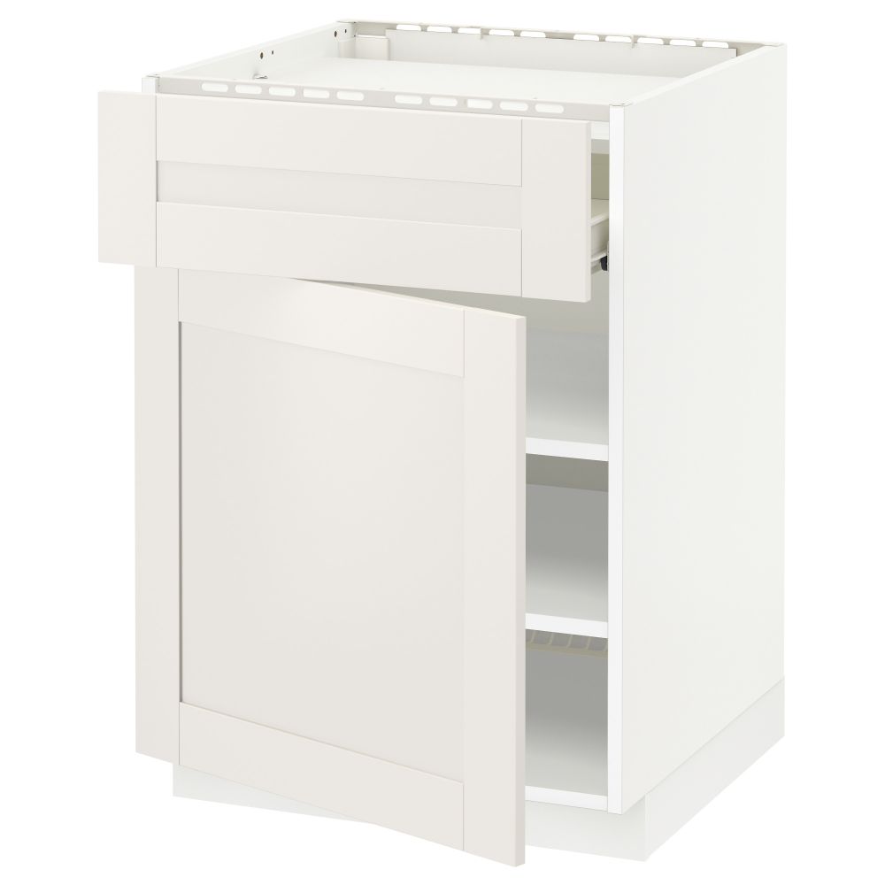 Напольный шкаф для варочной панели, ящик, полка, дверцы МЕТОД / ФОРВАРА, белый, Сэведаль белый (60x60 см) - схема-чертеж с размерами