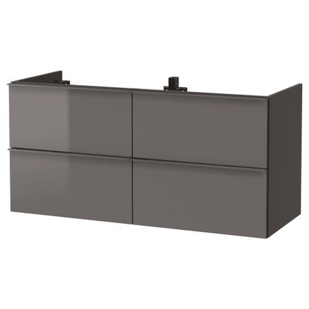 Шкаф для раковины с 4 ящик, 120x47x58 см, глянцевый серый IKEA GODMORGON ГОДМОРГОН 503.440.95