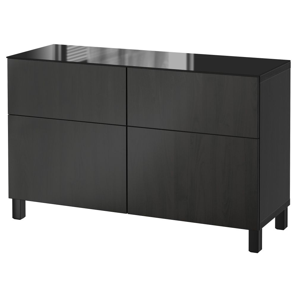 Комбинация для хранения с ящиками БЕСТО, Лаппвикен черно-коричневый (120x40x74 см) - фото 1