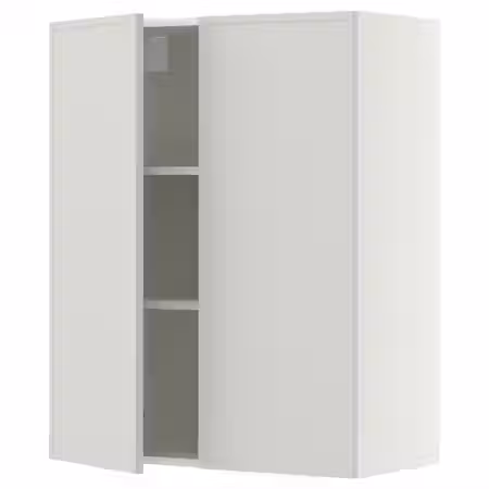 METOD Навесной шкаф с полками/2дверцы - белый/Aspudden светло-серый 80x100 см
