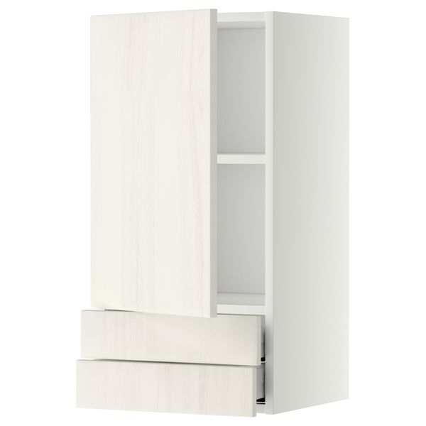 Навесной шкаф с дверцей, 2 ящика МЕТОД / МАКСИМЕРА, белый, Росдаль белый - схема-чертеж с размерами