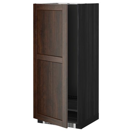 Высокий шкаф для холодильник/мороз, черный/Эдсерум коричневый 60x60x140 см IKEA МЕТОД 392.265.93