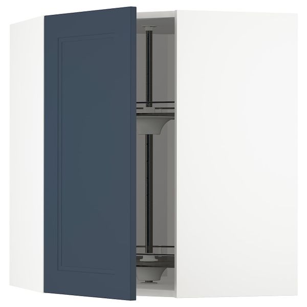 Угловой навесной шкаф с вращающейся секцией, белый Акстад/матовая поверхность синий 68x80 см IKEA METOD МЕТОД 694.020.09 - фото 1