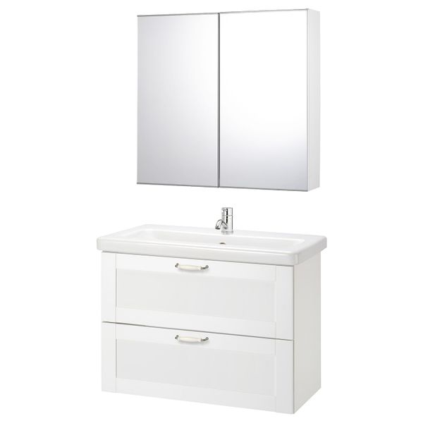 Комплект мебели для ванной, 6 предм., Йельсен белый/ПИЛКОН смеситель 84x43x65 см IKEA FISKÅN ФИСКОН / TVÄLLEN ТВЭЛЛЕН 394.360.58 - фото 1