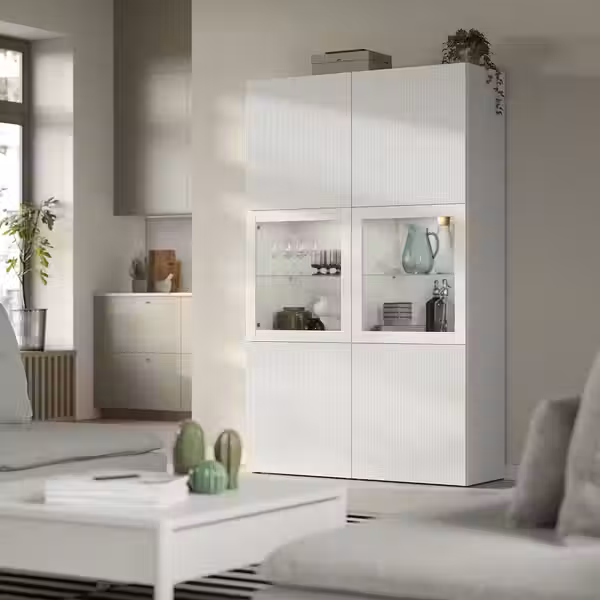 BESTÅ Комбинация д/хранения+стекл дверц - белый/Förvaltare белый 120x42x193 см - фото 2