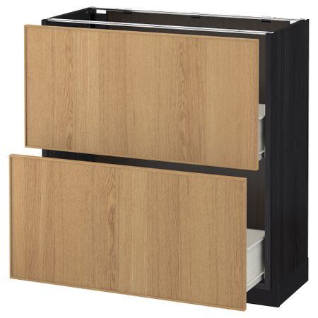 Напольный шкаф с 2 ящиками МЕТОД / ФОРВАРА, черный, Экестад дуб