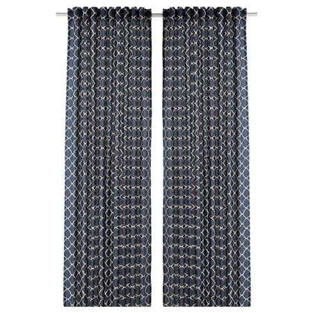 Гардины, 2 шт., синий-белый 145x300 см IKEA CITRUSTRÄD ЦИТРУСТРЭД 604.981.48