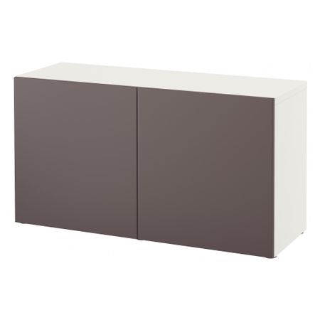 Стеллаж с дверьми БЕСТО, белый, Вальвикен темно-коричневый (120x40x64 см)