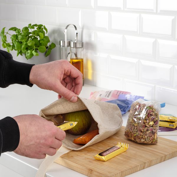 Мешочек для снеков, текстильный, 14x6x22 см, неокрашенный IKEA HAJMAL 105.154.90 - схема-чертеж с размерами