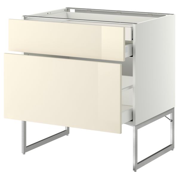 Напольный шкаф 2 фронтальных панели, 2 нижних,1 встроенный ящик МЕТОД / МАКСИМЕРА, белый, Рингульт кремовый - схема-чертеж с размерами