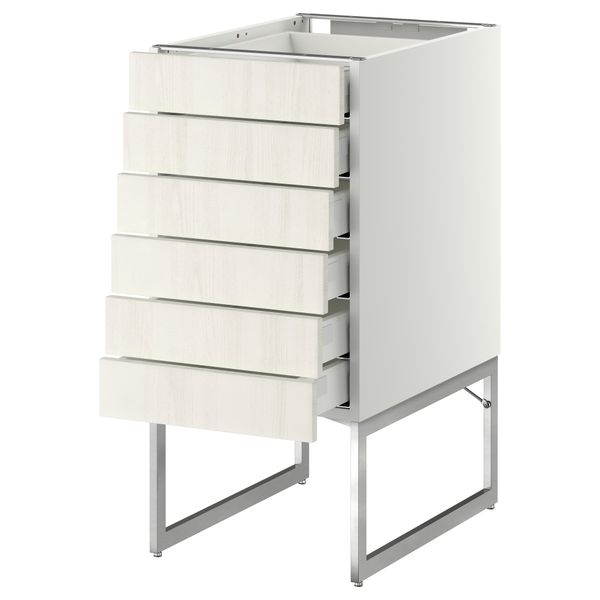 Напольный шкаф 6 фронтальных панелей, 6 нижних ящиков МЕТОД / МАКСИМЕРА, белый, Росдаль белый - схема-чертеж с размерами
