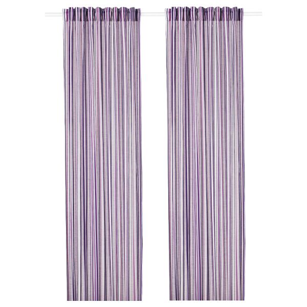 Гардины, 1 пара, сиреневый/в полоску 145x300 см IKEA ПРАКТКЛОККА 204.363.60 - фото 1